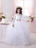 2020 robes de fille de fleur blanche pour les mariages manches longues en dentelle filles Pageant robes robe de première communion petites filles robes de bal vente chaude