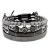 Bracciale da uomo 4 pezzi set gioielli con ciondoli a corona Perline Macrame Bracciali Intrecciatura uomo di lusso per regalo San Valentino Vacanze Chris191z