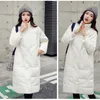 Fashion- Women White Duck Down Parka Kobiet Kurtka Panie Watowane Płaszcz Kobieta Ciepły Zipper Długie Parki Lekkie Kurtka Płaszcze