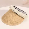 2019 Brand Pearl Bead Baschetto Cappello da donna Raffia Visor Caspetti per ragazze Cappelli da spiaggia Cappucce Ladie Summer Sunw Sun Hat3407607