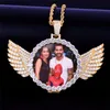 Custom Made Buzlu Out Bling Kübik Zirkon Fotoğraf Kanatları Kolye Kolye Ile Halat Zincir Ile Erkekler Hip Hop Takı Güzel Hediye