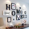 Nordic 9 stks zwart en wit retro po frame combinatie familie houten po frame set vierkante huisdecoratie 250k