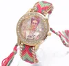 Gökkuşağı Cenevre İzle Kadınlar vintage hippi Meksika Rhinestone Stil dial Kız Moda kol saati Dantel Zincir Örgü Reloj