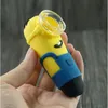 Hot Minions silicone smoking pipes cute Cartoon design food grade hand water pipe with glass bowl Tobacco hookah smoking Accessories