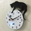 Novo design relógio de quartzo gato relógio de parede espelho acrílico pared horloge agulha diy relógios decoração da sala de estar relógios modernos 3d stickers4474676