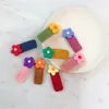 Bébé filles multicolore fleur arc-en-ciel en peluche épingle à cheveux