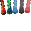 Glas Silicone One Hitter Pipes Tobak Rökning Herb Heady Rak Typ Rörslang 87mm Cigaretthållare Tobaksglas MINI HAND Rör