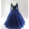 ヴィンテージダスティローズロングスリーブQuinceanera PROMドレスボールガウンVestido de Noiva Beads Sepeinss Tulle Long Sweet 16ドレスVestido2916728