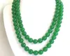 Halskette Großhandel KOSTENLOS HH##HH## Schöne elegante lange 35" 10mm natürliche grüne Jade runde Perlenhalskette