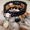 New Bohemian Nacional Estilo Matching Charme Moda Shell Natural Bracelet Elastic Rope Multi-camada de pulseira de jóias mulheres