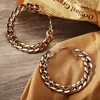 Large Circle Link Chain Hoop Earrings for Women Female Punk Big Metal Hollow Gold Color Geometric Earring Fashion Jewelry2176