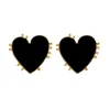 New Fashion Luxury Designer Womens Enamal Red Black Big Heart Stud Örhängen Personliga Punk örhängen Studs Smycken Gåvor för Kvinnor