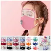 2 en 1 masque de protection faciale anti-poussière soupape respiratoire masques lavables bouche moufle enfants dessin animé masque de protection des yeux sans filtre CCA12292 100pcs