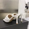 Дизайнер сандалии квадратный носок сандалии мягкие сандалии в наппа мечта дамы модельер ползунки женщины роскошные свадебные женщины на высоких каблуках