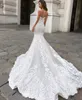 Robe de mariée princesse sirène avec cape sexy col haut robe de mariée bohème appliques grande taille robe de mariée dubaï pas cher robes292b