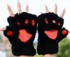 Fashion-Fluffy Bear / Cat Plush Paw / Claw Glove-Novelty Soft Towteling Lady Half Covered Gloves Mittens Julklapp