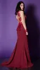 BIEN Savvy Red Prom Klänningar Sheer Långärmad Lace Appliqued Plus Size Mermaid Evening Dress med Peplum Custom Made Party Pageant Gowns