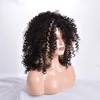 parrucca di capelli ricci crespi evidenziati biondo nero con parte laterale parrucca sintetica in fibra resistente al calore parrucca senza cappuccio per donne bianche