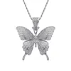 Collier en forme de papillon Hip Hop pour hommes femmes glacé Bling animal pendentif or argent ed chaîne Hiphop rappeur bijoux Drop 268o