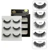 3D vison faux cils Extensions 3 paires croix naturel long fait à la main cils maquillage pleine bande faux cils