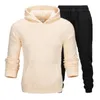 Automne et hiver marée marque sweat à capuche costume hommes à capuche haut décontracté + pantalon 2 pièces sport plus velours couleur unie sweat à capuche hommes ensembles