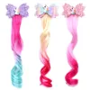 Children's Hair Clips Unicorn Gradient Wig Bow Top Hair Clip Baby Wings Princess Flash Hair Accessories long Wig Barrettes 4 color