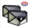 4 pcs 100led luz solar ao ar livre À prova d'água 4 lâmpada motorizada solar 120 graus Sensor de movimento PIR luz de parede jardim jardim lâmpada solar