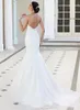 2020 Modest Kant Mermaid Trouwjurken Sweetheart Strapless Applicaties Tule Backless Bruidsjurken Goedkope Strandkerk Bruidsjurk