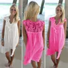 Lace Beach Vneck Bikini Cover -ups plus storlek 5XL Kvinnor Swimsuit Beach Cover Up For Beach Fishnet Stitching Chiffon kjol Flower OU7932744