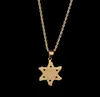 18K Gold Plated Diamond Star of David Pendant Necklace Micro Pave Cubic Zirconia Diamonds with 24inch Rope chain