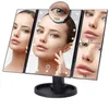 22 luci LED Touch Screen Specchio per trucco Tavolo Trucco 1X2X3X / 10X Specchio ingranditore Vanity Magnifier Screen 3 LED pieghevoli