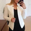 Kadınlar moda palto sonbahar iş ofis bayanlar ceket dış giyim katı renk uzun kollu feminino ince blazer ceket