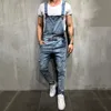2019 Moda Mens Rasgado Jeans Jumpsuits Street Afligido buraco buraco denim babetes para homem calças suspensas tamanho M-XXL