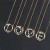 26 A-Z English Initial Necklace Round English Letter Diamond necklace gold chains women necklace jewelry will and sandy