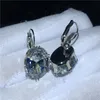 Choucong Clássico Brinco Oval Gota Cristal Cz Cor Prata Brincos Pendurados de Casamento para mulheres Jóias de Festa Presente