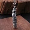 S990 Sterling Silver Vintage Memorial Thai Silver Ancient Bottle Jewelry Dragon Design Punk Mens Pendant Holder Ash Urn Necklace290G