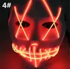 EL провода Призрачный маска щелевая Mouth Light Up Светящиеся LED маски Halloween Cosplay партии Маски 8шт