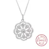 Hot Sell 925 Sterling silver Flower Necklaces Pendants High Quality Diamond For Women Birthday Gift Cocktail Jewelry