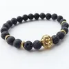 Nouveau alliage envoyer des amis vente chaude Agate bijoux lave pierre volcanique tête de Lion perle Bracelet femme mâle Couple