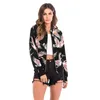 Summer Jacket Women 2019 Spring Veste Femme Black White Floral Bomber Jackets Womens dragkedja långärmad kappa tunt smal ytterkläder