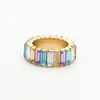 Bröllopsförlovning Färg Ringar Kvinnor Mode Smycken Gåvor Akryl Fashion Inställning Rainbow Ring