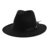 Men Women Wool Felt Jazz Fedora Hats 2020 Latest Flat Brim Trilby Panama Style Party Cap Outdoor Large Brim Sunshade Hat