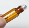 Ambra 3ML 5ML 10ML Roll On Bottle Rullo in acciaio inossidabile Bottiglia Rollon Olio essenziale Fragranza liquida Tappo dorato SN1830