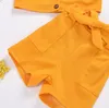 Bebek Kız Giysileri Çocuk Askı Kısa Üst Ilmek Şort Giyim Setleri Yaz Katı Düğme Kolsuz Yelek Pantolon Suits Kıyafetler BYP641