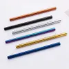 Reusable Stainless Steel Straw Set Straight Bent Straw Cleaning Brush 5PCS Metal Smoothies Drinking Straws Set TTA776