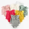 Baby Clothes Kids Girls Lotus Leaf Collar Rompers Infant Long Sleeve Article Pit Triangle Jumpsuits Newborn Warm Cotton Onesies AYP705