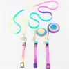 Dog Cat Collar Leash Adjustable Pet Collar Lead for Cat Puppy Small Pet Outdoor Walking Rainbow Leashes YQ01754