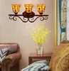 European retro lamps lights creative stained glass bathroom mirror front American corridor bar restaurant three head wall lamp