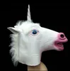 Creepy Animal Horse Head Mask Halloween Costume Teatro Prop novità in gomma in gomma in gomma cosplay di fantasia vestito maschera con cappuccio con cappuccio