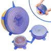 Silicone Stretch Suction Pot Lids Food Grade Fresh Keeping Wrap Seal Lid Pan Cover Nice Kitchen Accessories 6PCS/Set